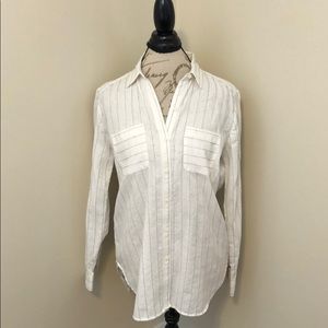 Loft white button down blouse size medium